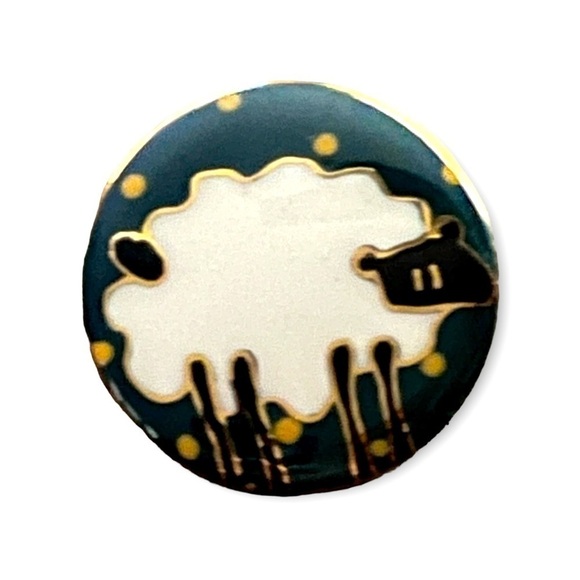 Vintage Enamel Sheep Earrings Cute! - Picture 2 of 4